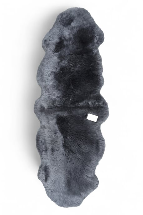 Echte schapenvacht antracietgrijs dubbel natuurlijk pluizig zijdezacht echt wollen tapijt - Image 1