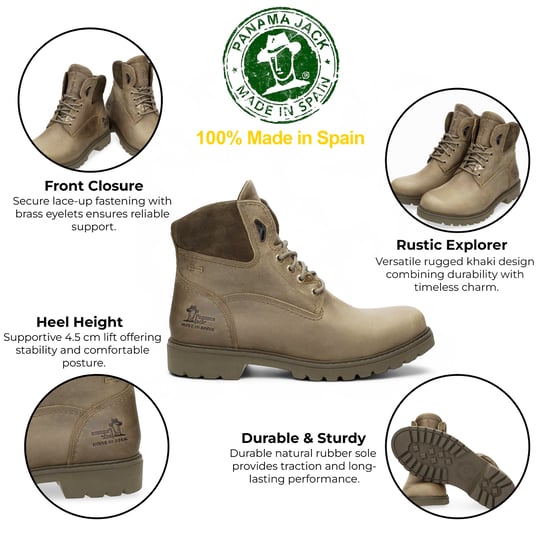 Panama Jack Heren Amur GTX C32 Khaki Waterdichte Leren Enkellaarsjes - Image 2
