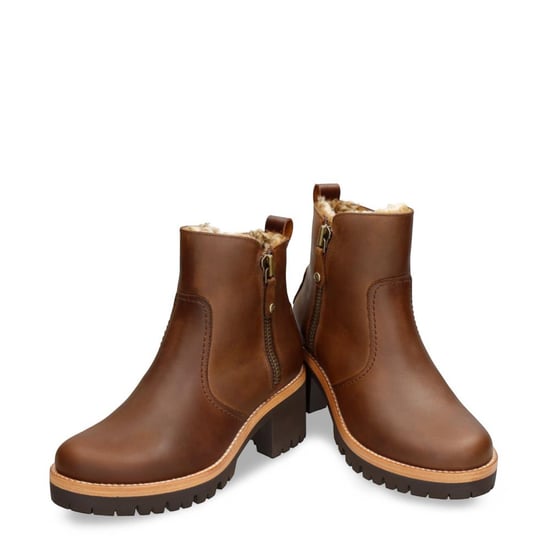Panama Jack Pauline B9 Bark waterdichte leren enkellaarsjes met hak voor dames - Image 3
