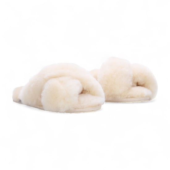 Dames schapenvacht pantoffels beige warme winter bont crossover - Snowbelle - Image 3