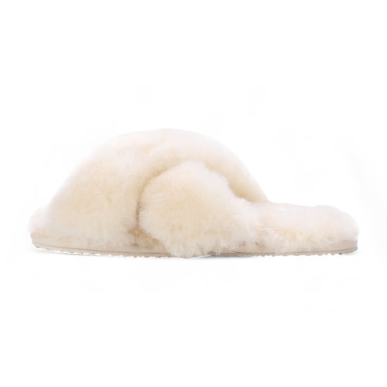 Dames schapenvacht pantoffels beige warme winter bont crossover - Snowbelle - Image 4