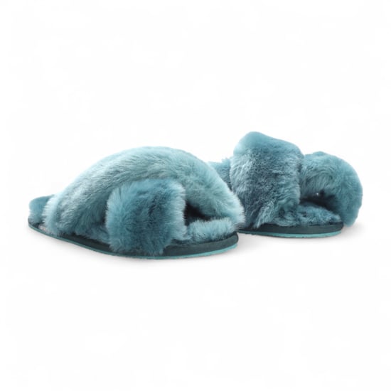 Dames schapenvacht pantoffels Teal Warm Winter Fur Crossover - Snowbelle - Image 3