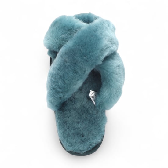 Dames schapenvacht pantoffels Teal Warm Winter Fur Crossover - Snowbelle - Image 6