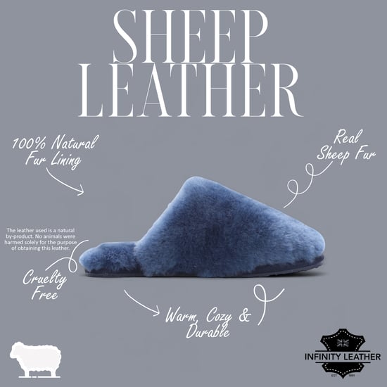 Dames schapenvacht pantoffels marineblauw warme winterbont muiltje - Aurora - Image 2