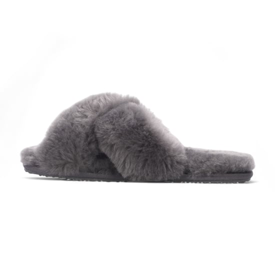 Dames schapenvacht pantoffels grijs warm winterbont crossover - Snowbelle - Image 4