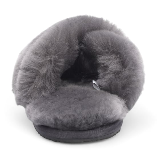 Dames schapenvacht pantoffels grijs warm winterbont crossover - Snowbelle - Image 5