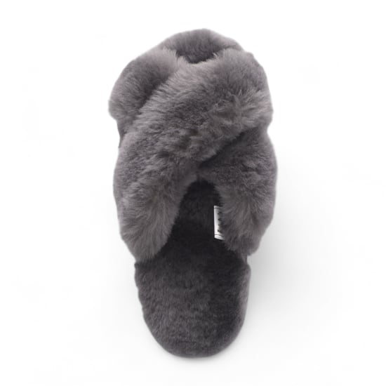 Dames schapenvacht pantoffels grijs warm winterbont crossover - Snowbelle - Image 6