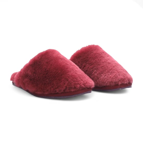 Dames schapenvacht pantoffels bordeauxrood warme winterbont muiltje - Aurora - Image 3