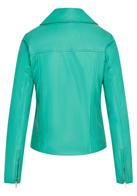 Dames Aqua Blue Classic Brando Biker leren jack - Broome - Image 4