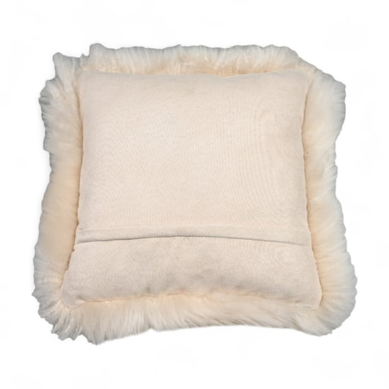 Echte schapenvacht beige 40x40cm echt wol enkelzijdig kussen - Image 2