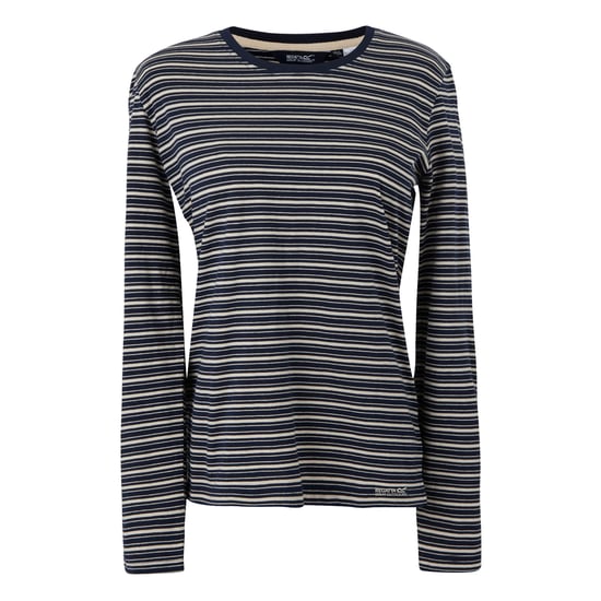 Regatta Dames/Dames Federica Stripe T-shirt met lange mouwen (Marine / Licht Vanille) - Image 1