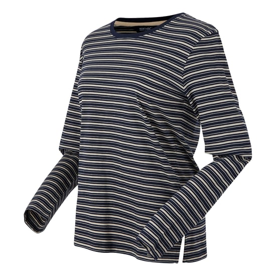 Regatta Dames/Dames Federica Stripe T-shirt met lange mouwen (Marine / Licht Vanille) - Image 3