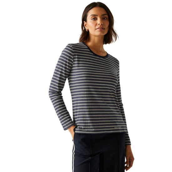 Regatta Dames/Dames Federica Stripe T-shirt met lange mouwen (Marine / Licht Vanille) - Image 5