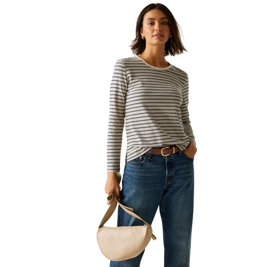 Regatta Dames/Dames Federica Stripe T-shirt met lange mouwen (Marine / Licht Vanille) - Image 6