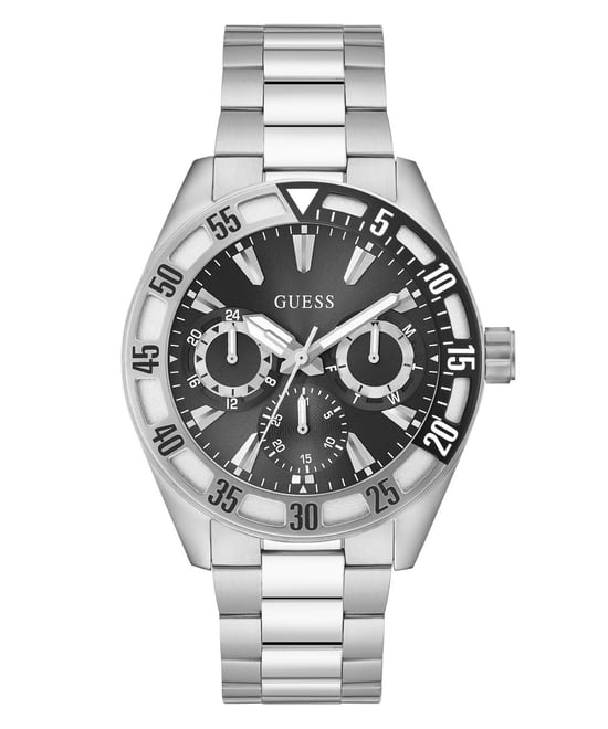 Guess Letterman Heren Zilveren Horloge GW0904G1 - Image 1