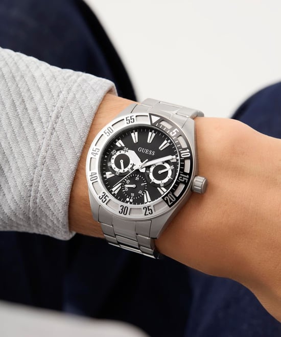 Guess Letterman Heren Zilveren Horloge GW0904G1 - Image 6