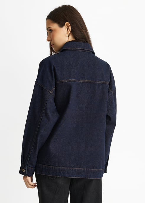Donker indigo denim truckerjack - Image 4