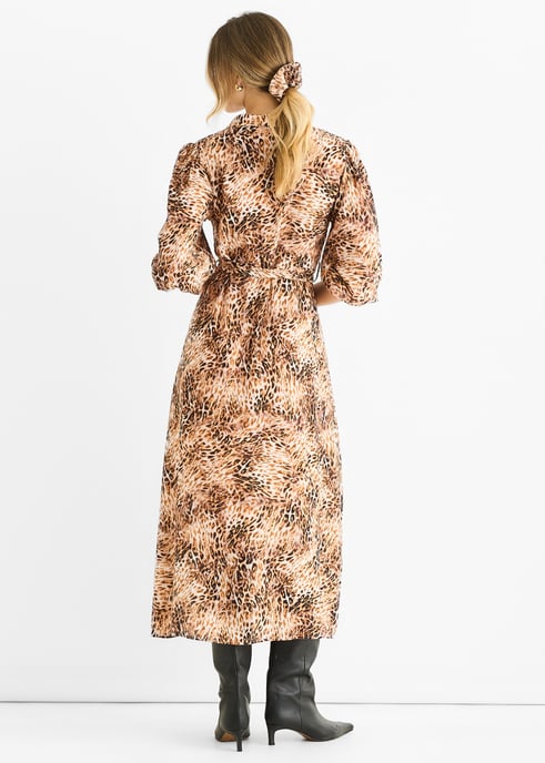 Bruine midi-jurk met dierenprint - Image 4