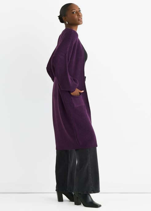 Paars grof gebreid lang vest - Image 3