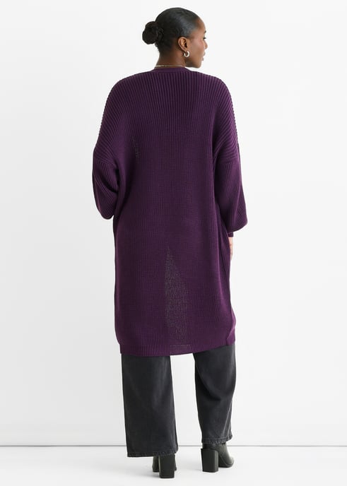 Paars grof gebreid lang vest - Image 4
