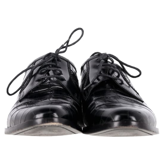 Saint Laurent Croco-Effect Vetwrap Oxfords in Zwart Leer - Image 2