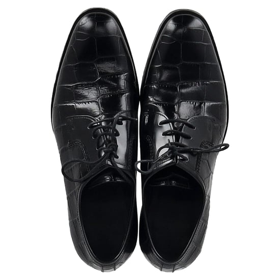 Saint Laurent Croco-Effect Vetwrap Oxfords in Zwart Leer - Image 3