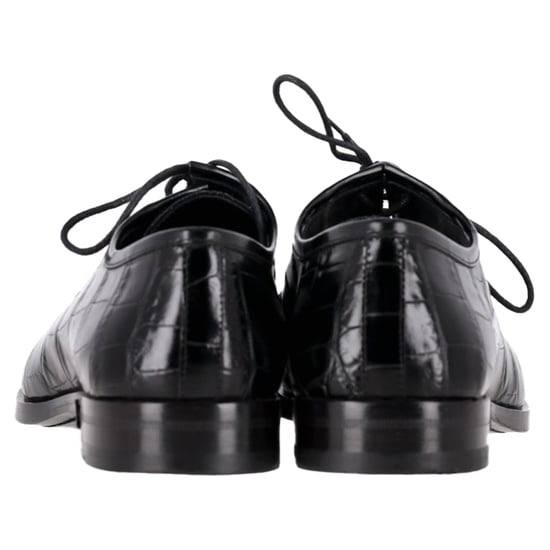 Saint Laurent Croco-Effect Vetwrap Oxfords in Zwart Leer - Image 5