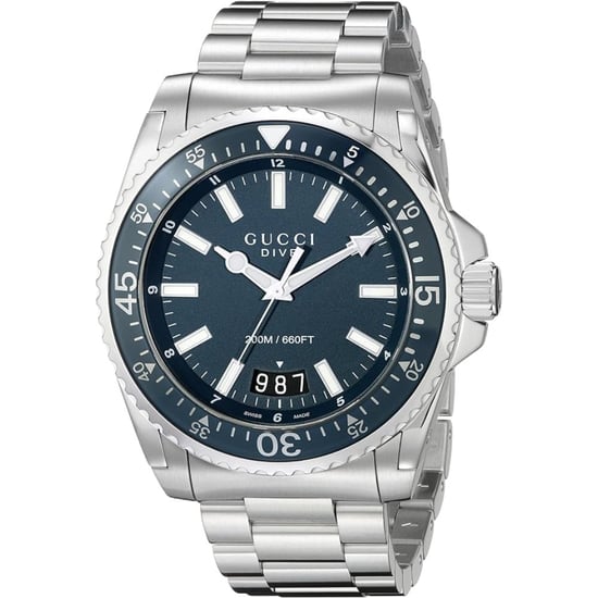 Gucci YA136203 Heren Duikhorloge met Blauwe Wijzerplaat en Roestvrijstalen Armband - Image 1