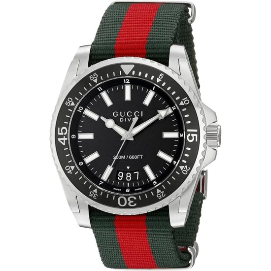 Gucci Dive herenhorloge YA136206 met zwarte wijzerplaat en veelkleurige armband - Image 1