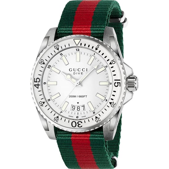 Gucci YA136207 Duik herenhorloge met witte wijzerplaat en textielen band - Image 1