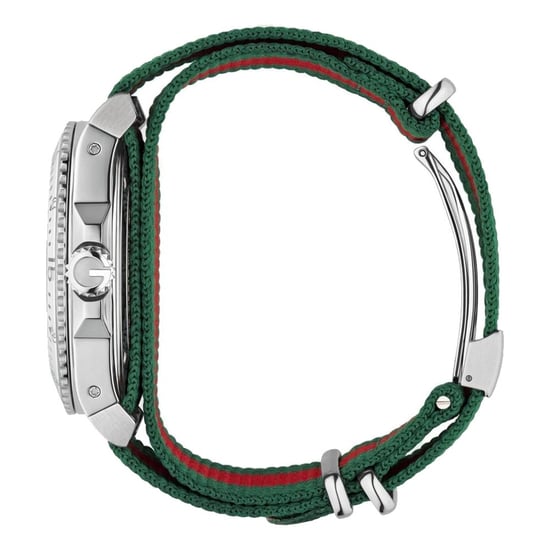Gucci YA136207 Duik herenhorloge met witte wijzerplaat en textielen band - Image 4