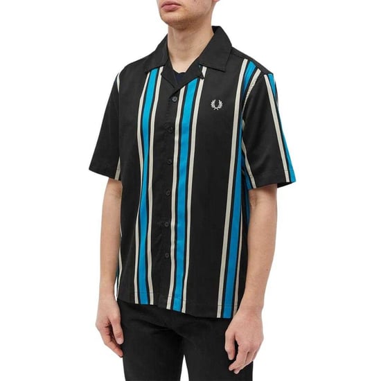 Fred Perry Heren Gestreept Revere Kraag Shirt (Zwart/Blauw) - Image 3