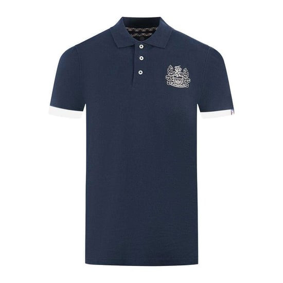 Aquascutum Unisex poloshirt met merkkraag voor volwassenen (Marine) - Image 1