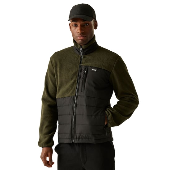Regatta Heren Frankie Borg Full Zip Hybride Jas (Zwart/Donkere Khaki) - Image 4