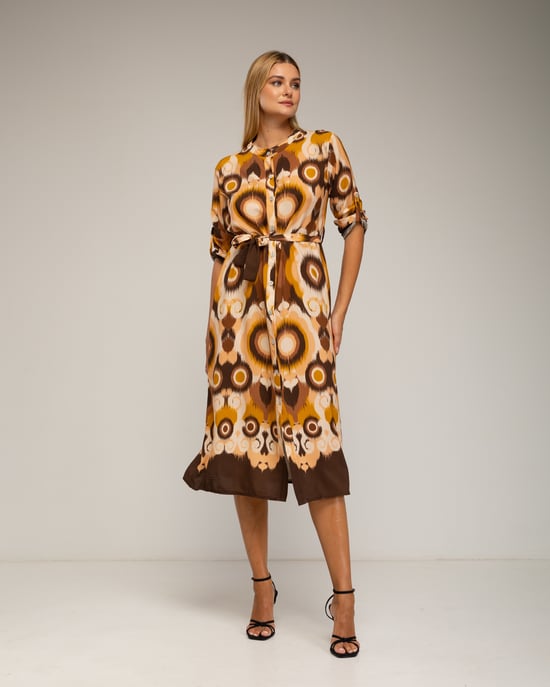 Midi shirtjurk met etnische print - Image 2