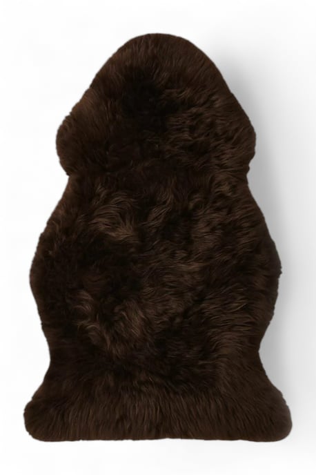 Echte chocoladebruine schapenvacht, zijdezacht, natuurlijk, zacht, pluizig, echt wollen tapijt - Image 2