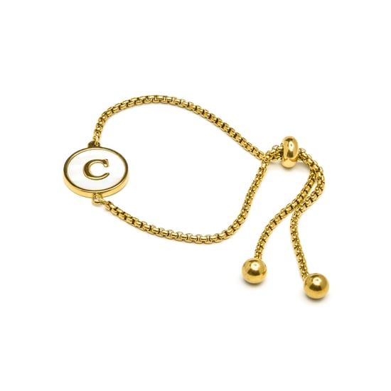 Luxenter armband in wit parelmoer afgewerkt in 18K geel goud - Alfabet - Image 3