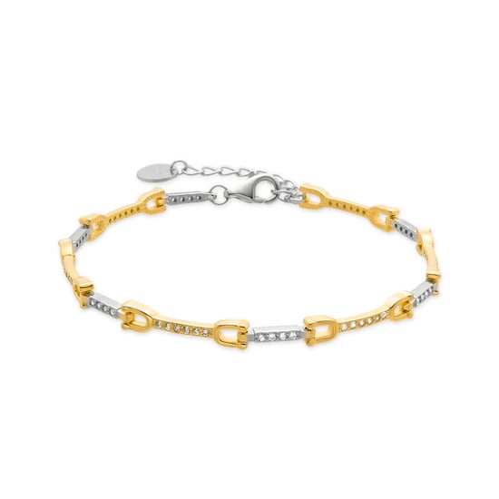 Luxenter 925 sterling zilveren armband met glanzende zirkonia afgewerkt in 18k geelgoud - Azhla - Image 1