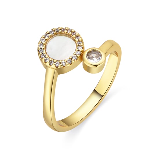 Luxenter ring met wit parelmoer 18k gouden afwerking - Yaran - Image 1