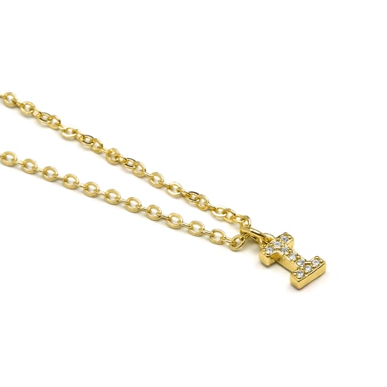 Luxeketting met glanzende zirkonia 18k goud afwerking - Alfabet - Image 3