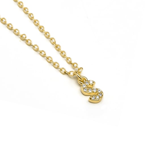 Luxeketting met glanzende zirkonia 18k goud afwerking - Alfabet - Image 3