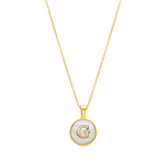 Luxenter collier in wit parelmoer afgewerkt in 18K geel goud - Alfabet - Image 1