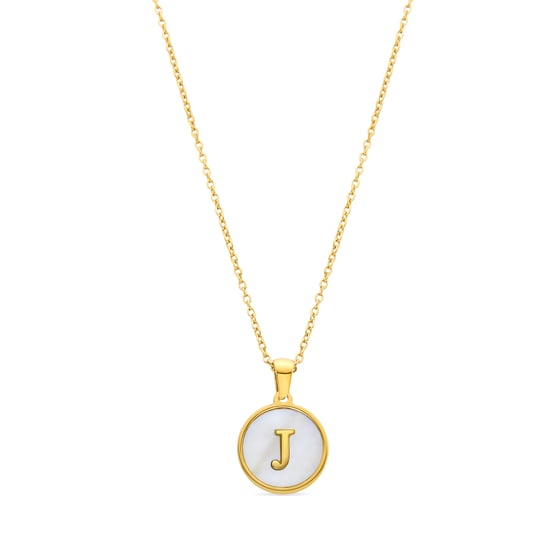 Luxenter collier in wit parelmoer afgewerkt in 18K geel goud - Alfabet - Image 1