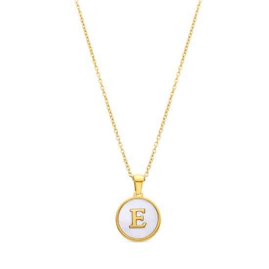 Luxenter collier in wit parelmoer afgewerkt in 18K geel goud - Alfabet - Image 1