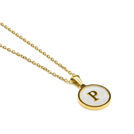 Luxenter collier in wit parelmoer afgewerkt in 18K geel goud - Alfabet - Image 3