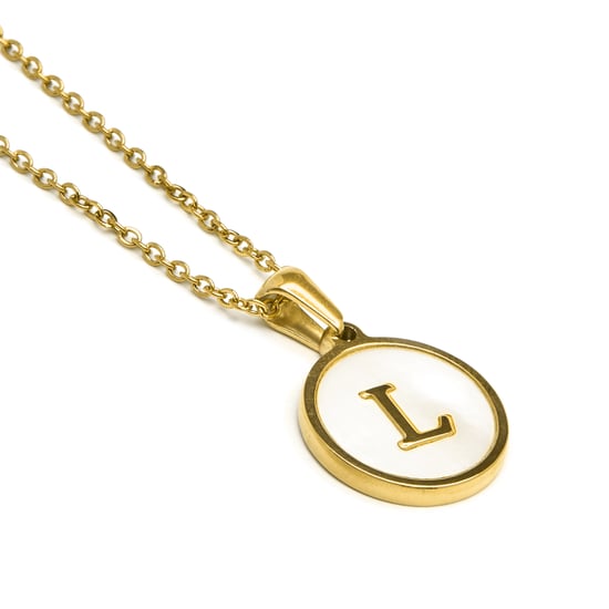 Luxenter collier in wit parelmoer afgewerkt in 18K geel goud - Alfabet - Image 3