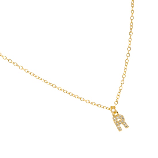Luxeketting met glanzende zirkonia 18k goud afwerking - Alfabet - Image 3