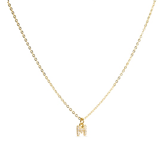 Luxeketting met glanzende zirkonia 18k goud afwerking - Alfabet - Image 1