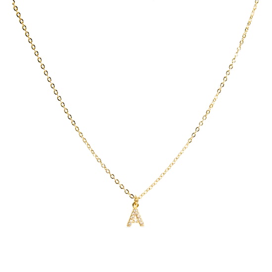 Luxeketting met glanzende zirkonia 18k goud afwerking - Alfabet - Image 1