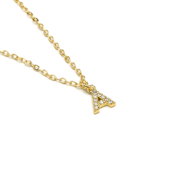 Luxeketting met glanzende zirkonia 18k goud afwerking - Alfabet - Image 3
